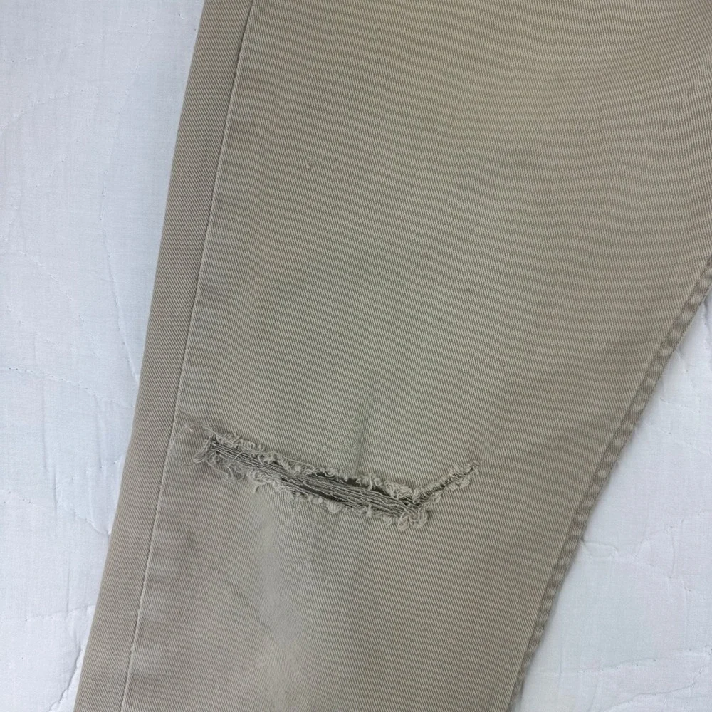 Levi Strauss Pants Mens 511 Slim 32x32 Khaki Tan Distressed Chino Cotton Stretch